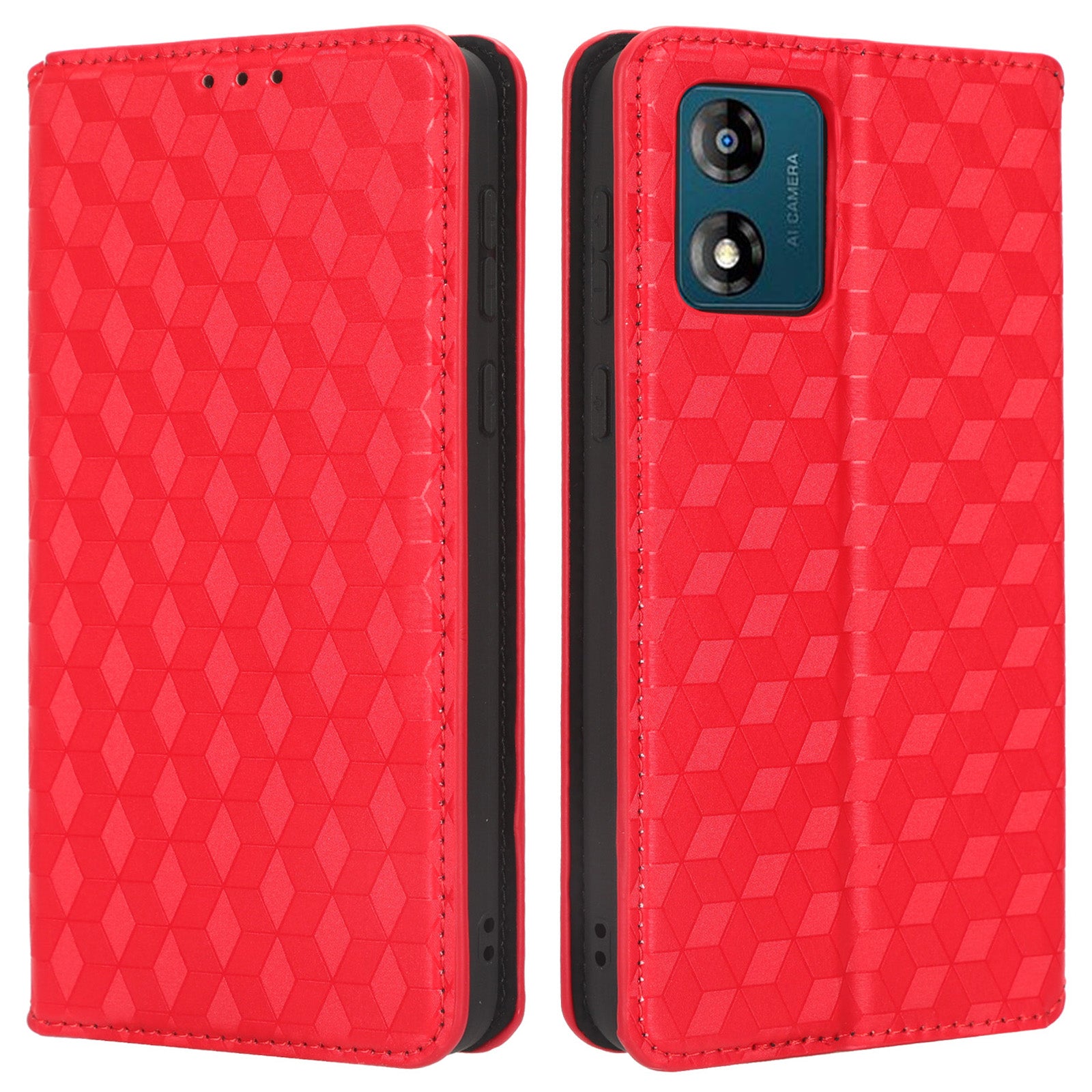 For Motorola Moto E13 4G Shockproof Phone Case Imprinted Rhombus Pattern PU Leather Wallet Stand Cover For Motorola Moto E13 4G Shockproof Phone Case Imprinted Rhombus Pattern PU Leather Wallet Stand Cover